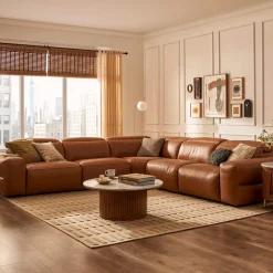 Clearance Jaron Leather Recliner L-Shaped Sectional Sofa Leather Sofas|Sectional Sofas