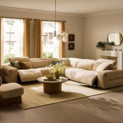 Sale Jaron Performance Fabric Recliner L-Shaped Sectional Sofa Sectional Sofas