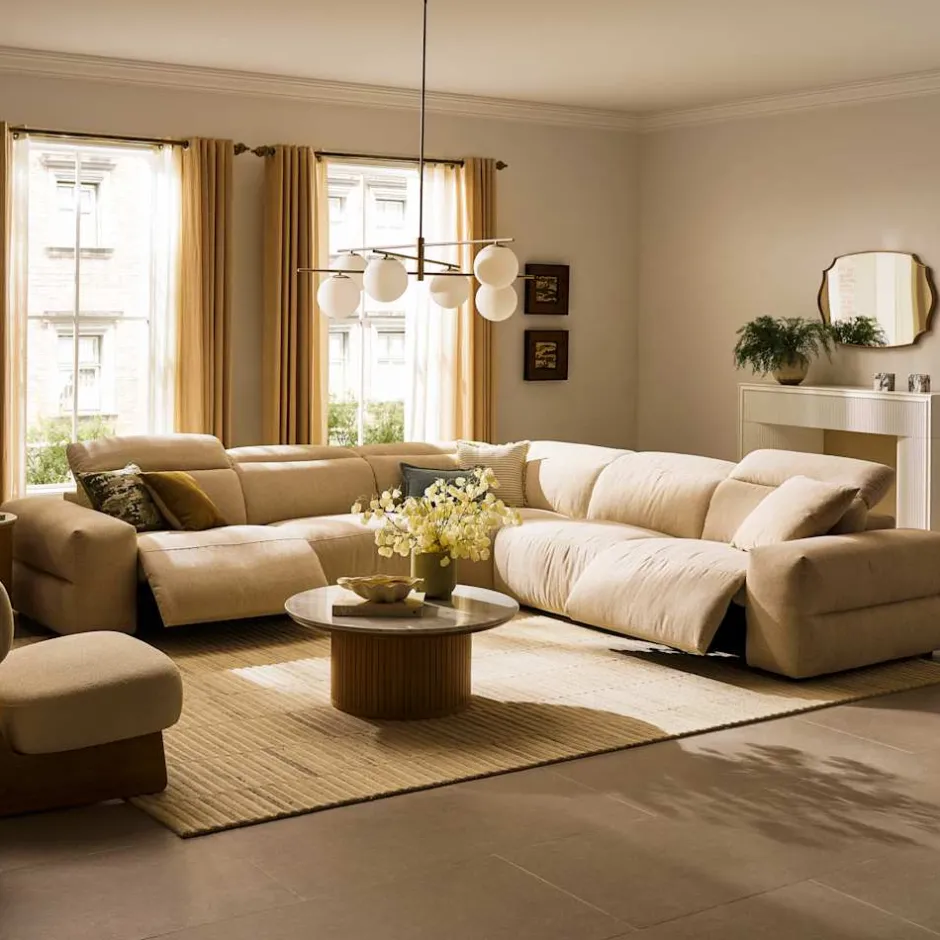 Sale Jaron Performance Fabric Recliner L-Shaped Sectional Sofa Sectional Sofas