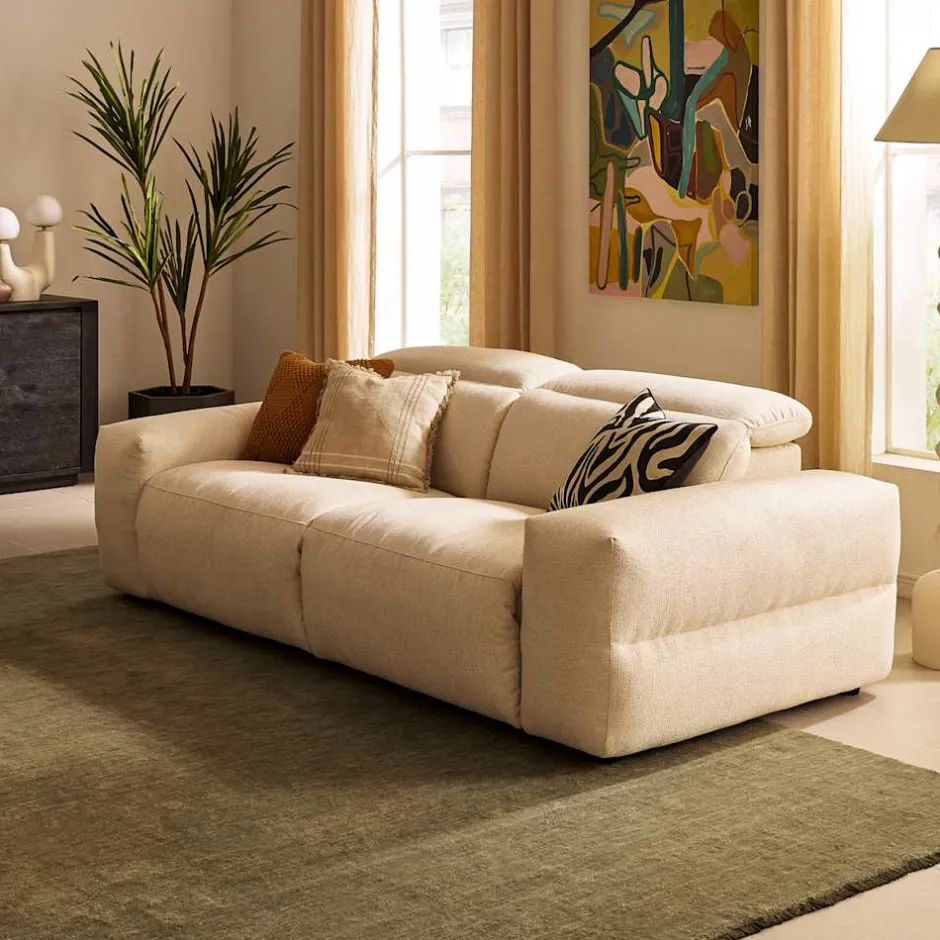 Best Jaron Performance Fabric Recliner Sofa 3 Seater Sofas