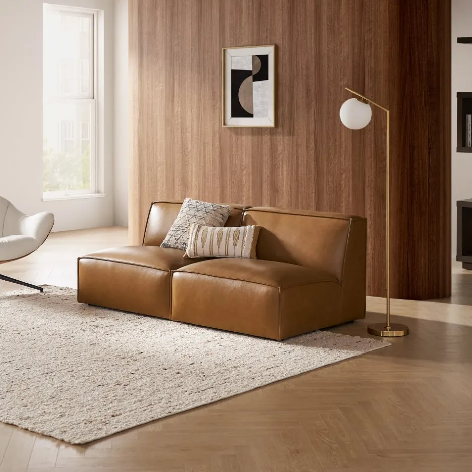 Sale Jonathan Leather Armless 3 Seater Sofa Small Living Room Furniture|Leather Sofas