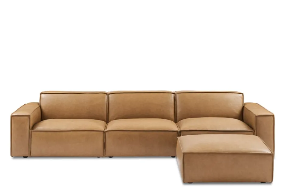 Fashion Jonathan Leather Extended Sofa with Ottoman Living Room Sets|Living Room Sets