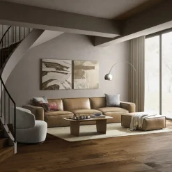 Fashion Jonathan Leather Extended Sofa with Ottoman Living Room Sets|Living Room Sets