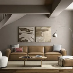 Fashion Jonathan Leather Extended Sofa with Ottoman Living Room Sets|Living Room Sets