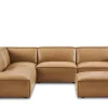 Outlet Jonathan Leather Extended Side Chaise Sectional with Ottoman Living Room Sets|Living Room Sets