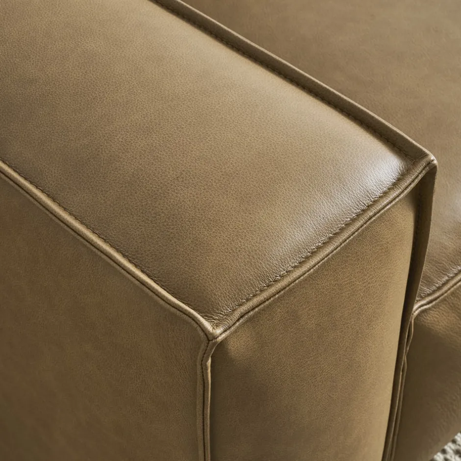 Outlet Jonathan Leather Extended Side Chaise Sectional with Ottoman Living Room Sets|Living Room Sets