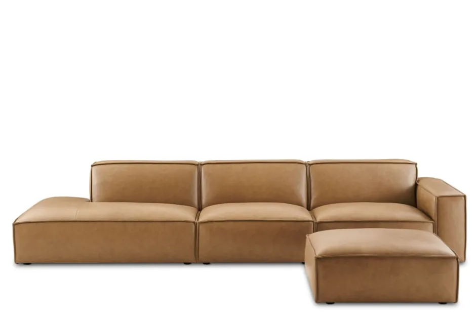 Fashion Jonathan Leather Extended Side Chaise Sofa with Ottoman Living Room Sets|Living Room Sets