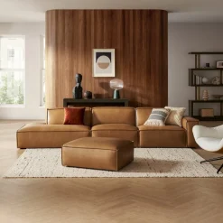 Fashion Jonathan Leather Extended Side Chaise Sofa with Ottoman Living Room Sets|Living Room Sets