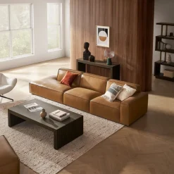 Fashion Jonathan Leather Extended Side Chaise Sofa with Ottoman Living Room Sets|Living Room Sets