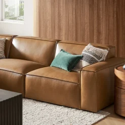 Fashion Jonathan Leather Extended Side Chaise Sofa with Ottoman Living Room Sets|Living Room Sets