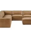 Best Jonathan Leather L-Shape Sectional Sofa with Ottoman Living Room Sets|Living Room Sets