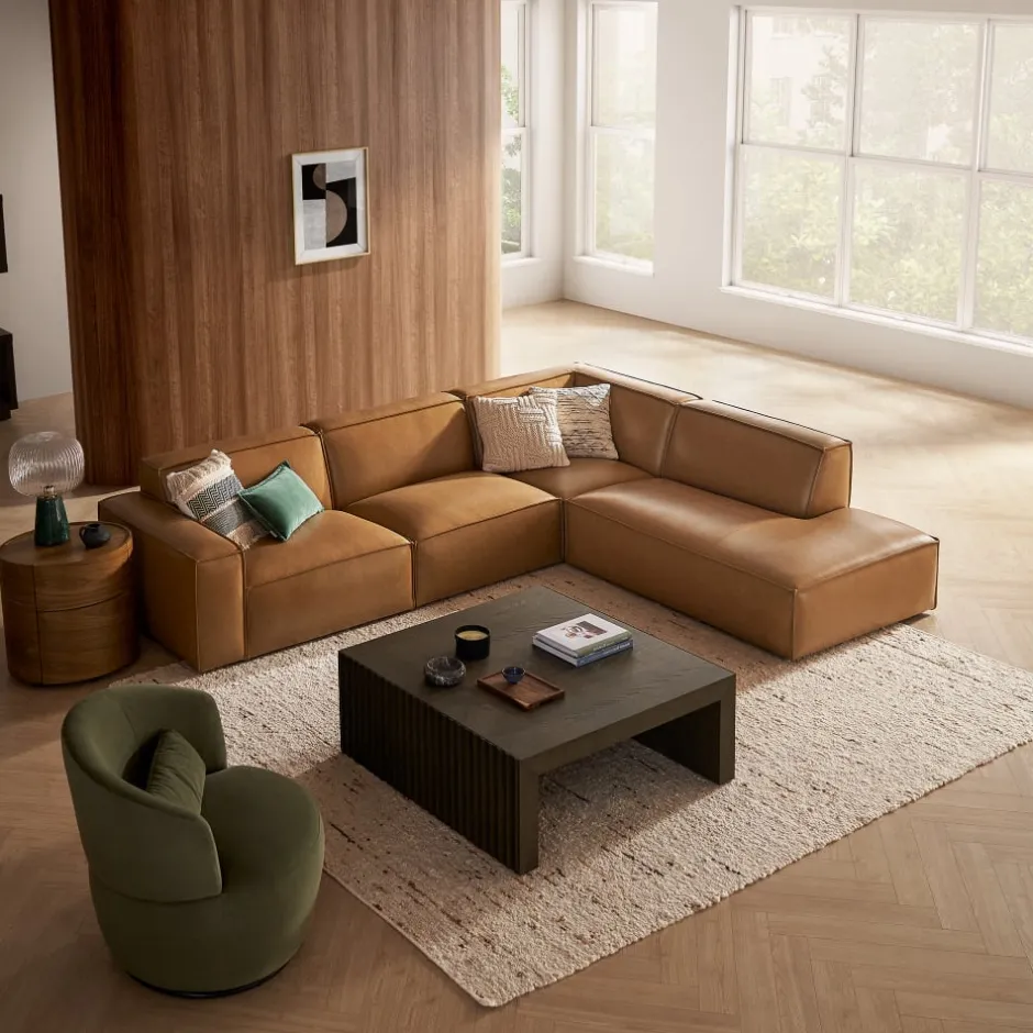 Best Jonathan Leather Right Chaise Sofa Leather Sofas|Modular Sofas