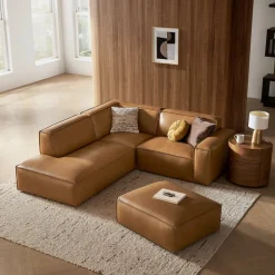 Hot Jonathan Leather Side Chaise Sectional with Ottoman Living Room Sets|Living Room Sets