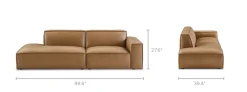 Fashion Jonathan Leather Side Chaise Sofa Leather Sofas|3 Seater Sofas