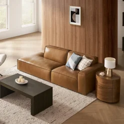 Fashion Jonathan Leather Side Chaise Sofa Leather Sofas|3 Seater Sofas