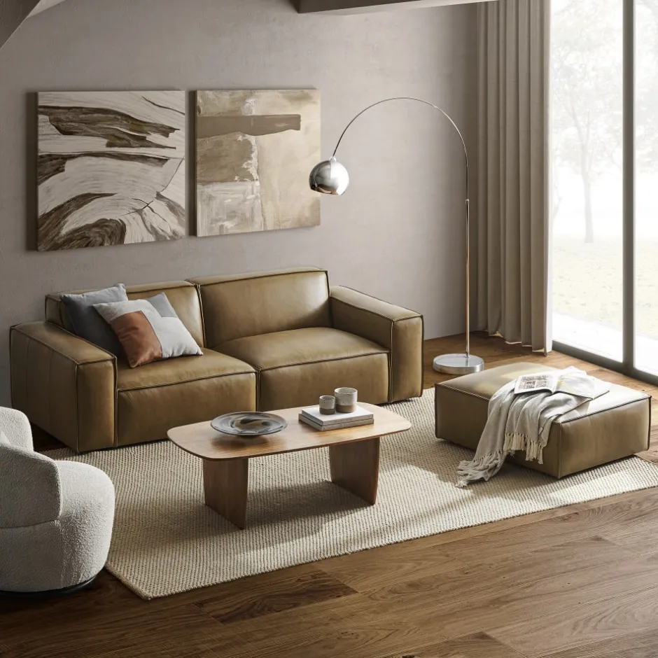 Hot Jonathan Leather Sofa with Ottoman Living Room Sets|Living Room Sets
