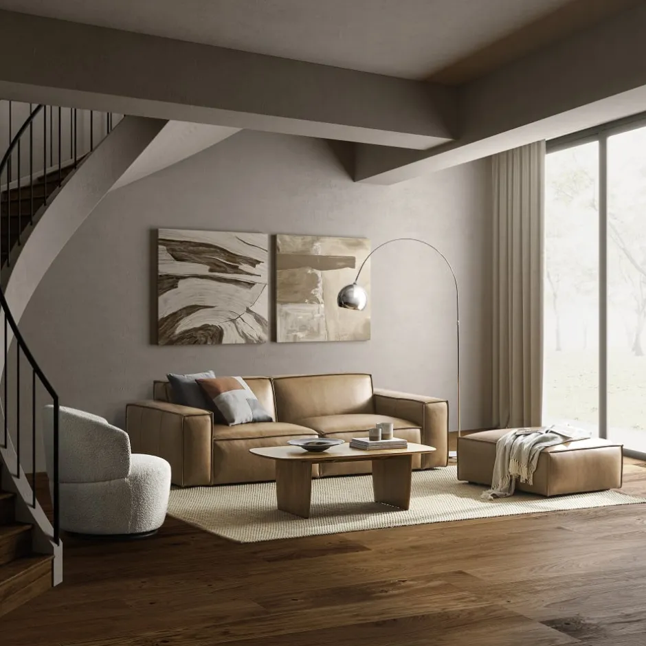 Hot Jonathan Leather Sofa with Ottoman Living Room Sets|Living Room Sets