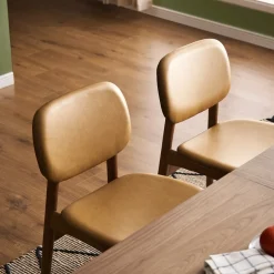 Hot Kelsey Leather Chair, Walnut Stain Dining Chairs|Small Dining Room Furniture