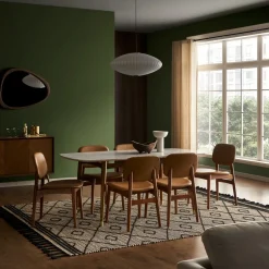 New Kelsey Marble Dining Table with 4 Leather Chairs, Walnut Stain Small Dining Room Furniture|Dining Room Furniture Sets