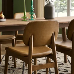 New Kelsey Marble Dining Table with 4 Leather Chairs, Walnut Stain Small Dining Room Furniture|Dining Room Furniture Sets