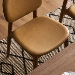 New Kelsey Marble Dining Table with 4 Leather Chairs, Walnut Stain Small Dining Room Furniture|Dining Room Furniture Sets