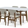 New Kelsey Marble Dining Table with 4 Chairs, Walnut Stain Small Dining Room Furniture|Dining Room Furniture Sets