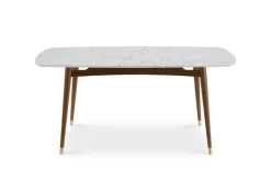 New Kelsey Marble Dining Table with 4 Chairs, Walnut Stain Small Dining Room Furniture|Dining Room Furniture Sets