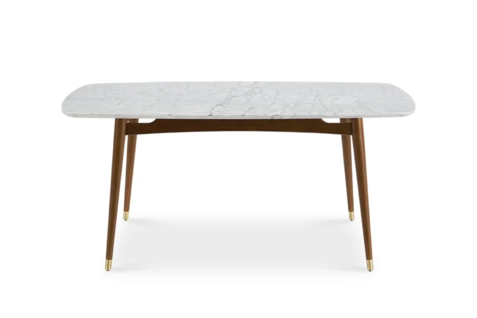 New Kelsey Marble Dining Table with 4 Chairs, Walnut Stain Small Dining Room Furniture|Dining Room Furniture Sets