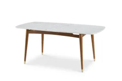 New Kelsey Marble Dining Table with 4 Chairs, Walnut Stain Small Dining Room Furniture|Dining Room Furniture Sets