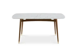 New Kelsey Marble Dining Table with 4 Chairs, Walnut Stain Small Dining Room Furniture|Dining Room Furniture Sets