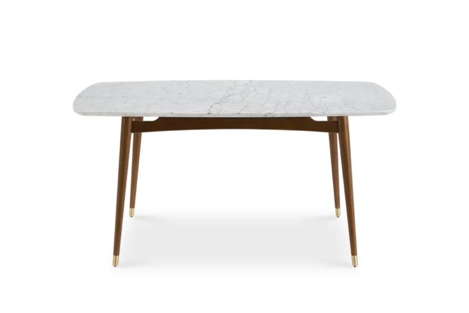 New Kelsey Marble Dining Table with 4 Chairs, Walnut Stain Small Dining Room Furniture|Dining Room Furniture Sets