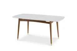 New Kelsey Marble Dining Table with 4 Chairs, Walnut Stain Small Dining Room Furniture|Dining Room Furniture Sets