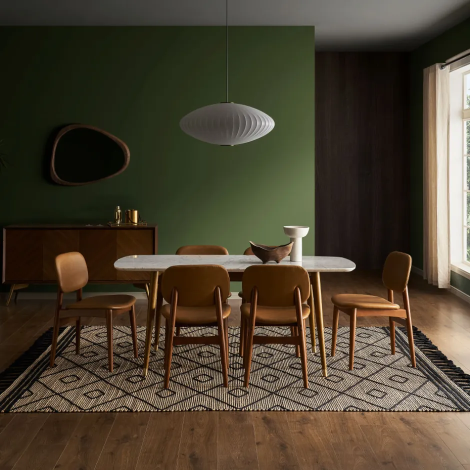Fashion Kelsey Marble Dining Table, Walnut Stain Small Dining Room Furniture|Dining Tables