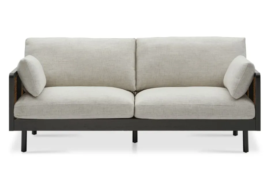 Discount Lucia Cane Sofa, Black Small Living Room Furniture|3 Seater Sofas