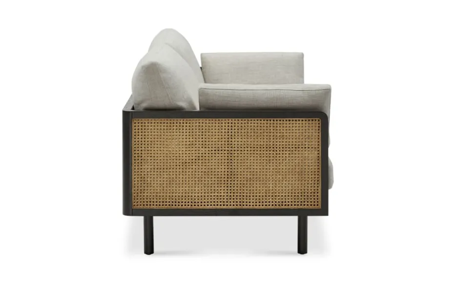 Discount Lucia Cane Sofa, Black Small Living Room Furniture|3 Seater Sofas