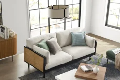 Discount Lucia Cane Sofa, Black Small Living Room Furniture|3 Seater Sofas