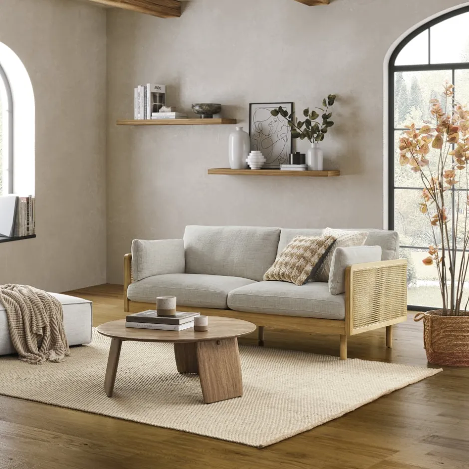 Sale Lucia Cane Sofa, White Wash Small Living Room Furniture|3 Seater Sofas