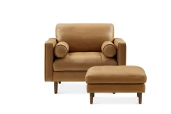 Online Madison Leather Armchair with Ottoman Living Room Sets|Living Room Sets