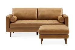 Sale Madison Leather Sofa with Ottoman Living Room Sets|Living Room Sets
