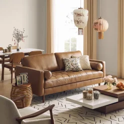Sale Madison Leather Sofa with Ottoman Living Room Sets|Living Room Sets
