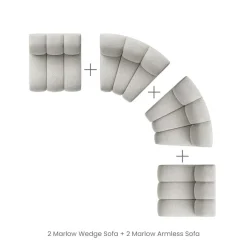 Fashion Marlow Performance Bouclé L-Shape Sectional Sofa Sectional Sofas
