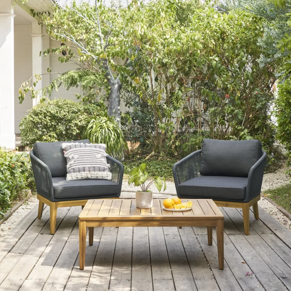 Clearance Maui Outdoor 2 Lounge Chairs & Coffee Table Set Small Outdoor Furniture|Outdoor Sofas