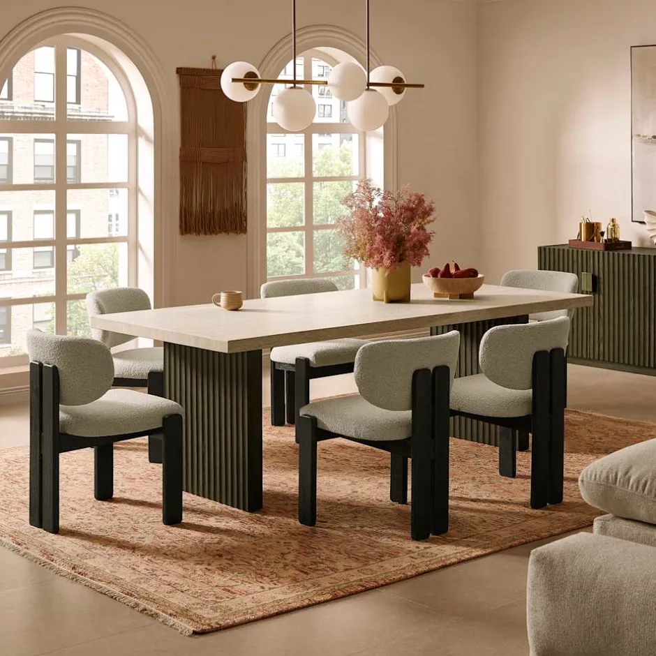 Fashion Oslo Performance Bouclé Armless Chair Small Dining Room Furniture|Dining Chairs