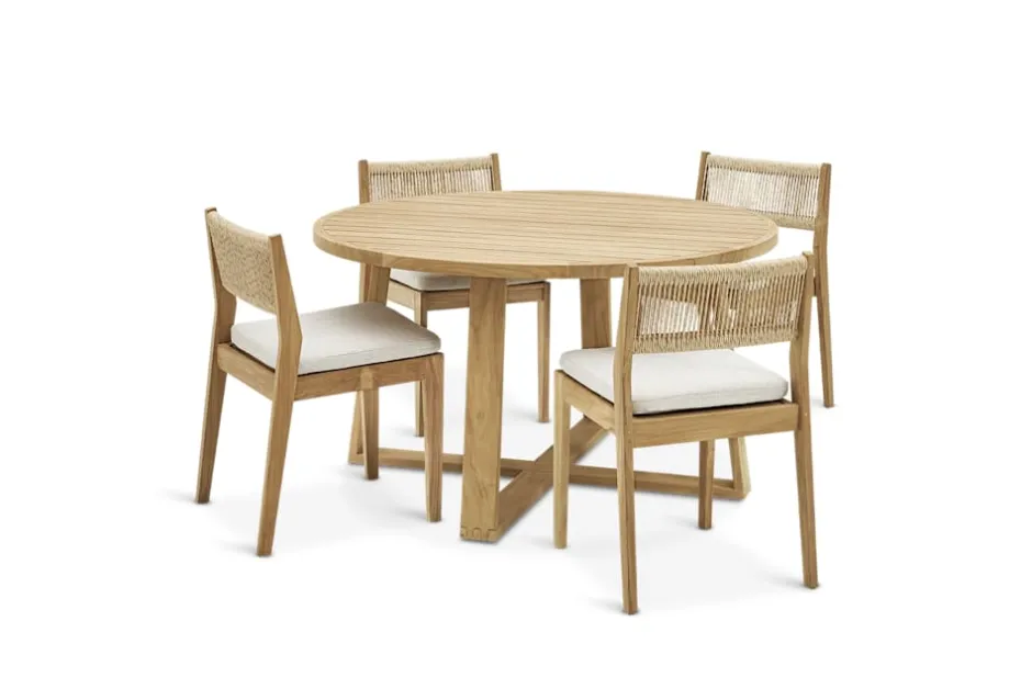 Outlet Rio Outdoor Round Dining Table with 4 Chairs Set Outdoor Dining & Bar Tables|Outdoor Furniture Sets
