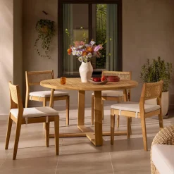 Outlet Rio Outdoor Round Dining Table with 4 Chairs Set Outdoor Dining & Bar Tables|Outdoor Furniture Sets