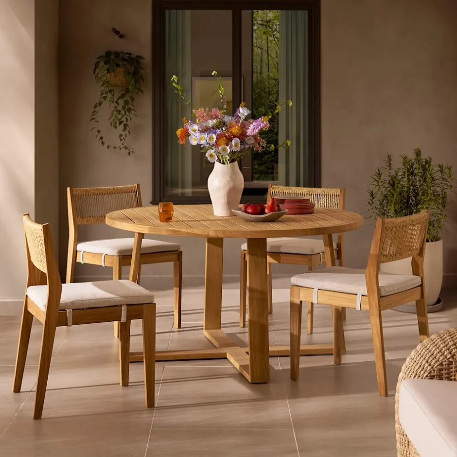 Outlet Rio Outdoor Round Dining Table with 4 Chairs Set Outdoor Dining & Bar Tables|Outdoor Furniture Sets