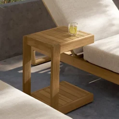 New Rio Outdoor Teak C-Side Table Small Outdoor Furniture|Outdoor Coffee & Side Tables