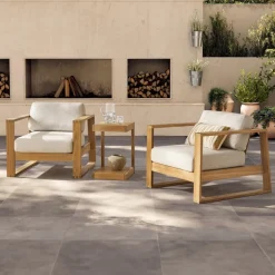 New Rio Outdoor Teak C-Side Table Small Outdoor Furniture|Outdoor Coffee & Side Tables