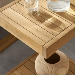New Rio Outdoor Teak C-Side Table Small Outdoor Furniture|Outdoor Coffee & Side Tables