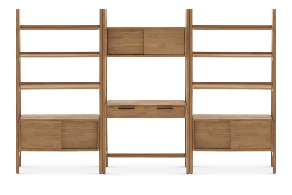 New Seb Wall Desk with Bookshelf Set Shelves & Bookcases